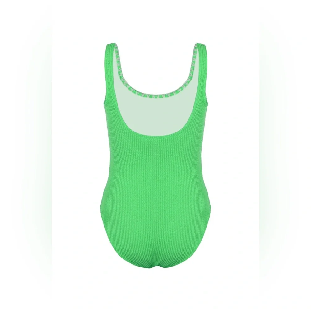 Nessi Byrd Kids Katty Bright Green Textured Cut Out One Piece Bathing Suit Sz 14